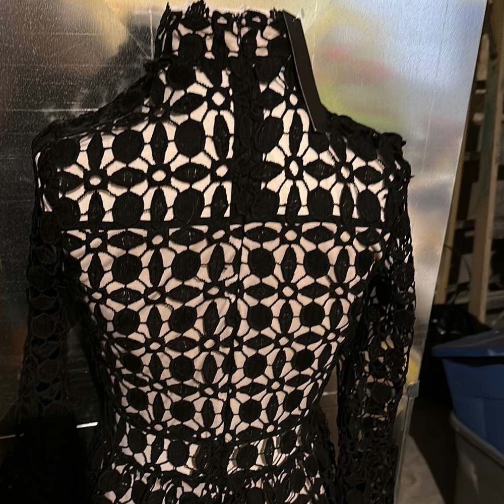 Brand NEW Elegant Black Lace Long Sleeve Dress - Picture 4 of 9